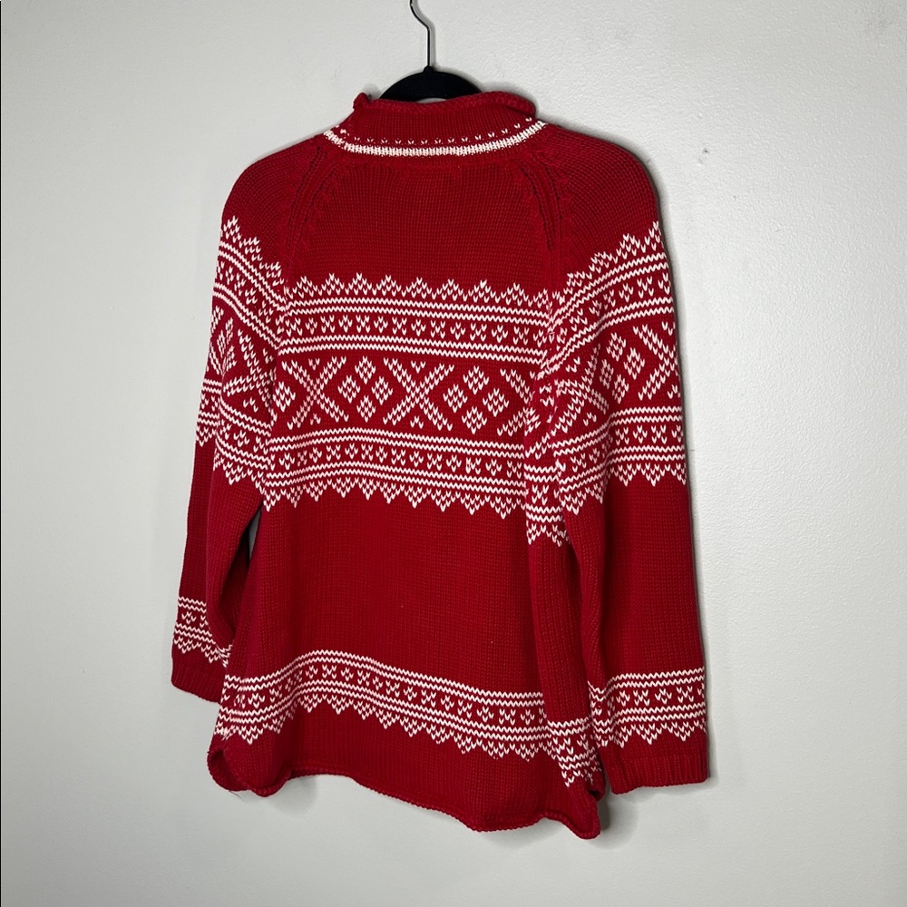Vintage Eddie Bauer 100% Cotton Nordic Red and White Sweater size Small - Picture 9 of 11